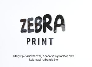 Litery z plexi bezbarwnej i plexi kolorowej
